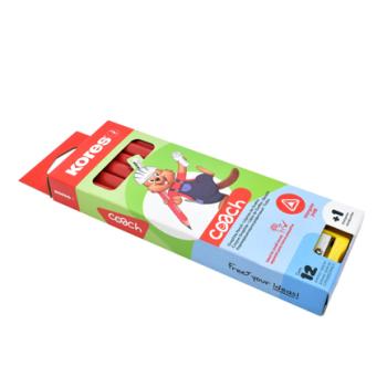 Lápiz de grafito Kores Jumbo Coach Tri + sacapuntas c/12 piezas