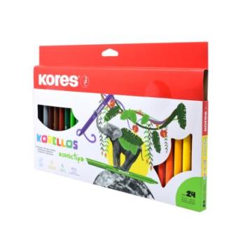 Plumones Lavables Kores Korello de Punta Cónica Estuche C/24 Colores Surtidos