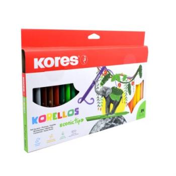 Plumones Lavables Kores Korello de Punta Cónica Estuche C/24 Colores Surtidos