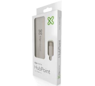 HUB USB Klip Xtreme Tipo C HubPoint KCR-500 Concentrador de 5 puertos 2 USB 3.0  1 tipo C 1 Micro-SD 1 Tarjeta SDXC Color plateado