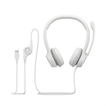 Audífonos Logitech USB H390 para Computadora con Audio Dígital Mejorado Control en Cable Color Blanco Crudo