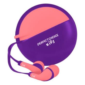 Audífonos Perfect Choice In-Ear Alámbricos 3.5mm con Estuche Bubble Gum Color Rosa-Morado