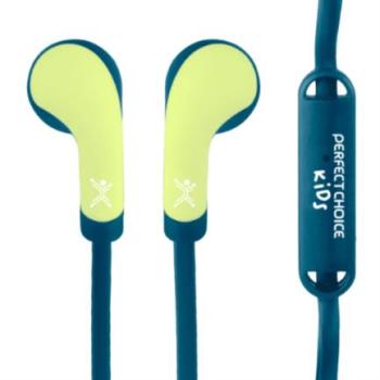 Audífonos Perfect Choice In-Ear Alámbricos 3.5mm con Estuche Bubble Gum Color Azul-Amarillo