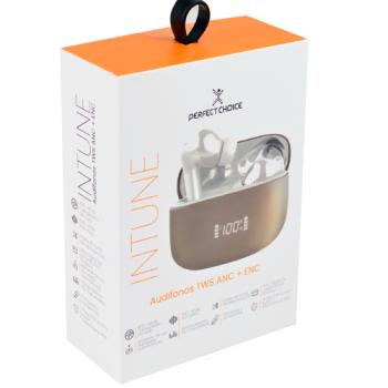 AUDIFONOS PERFECT CHOICE TWS ANC+ENC INTUNE- BEIGE/BLANCO