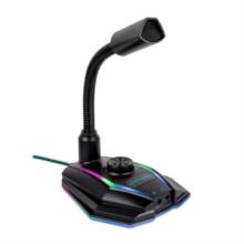 Micrófono Gaming Vortred Handler Iluminación LED RGB USB Entrada 3.5mm Color Negro