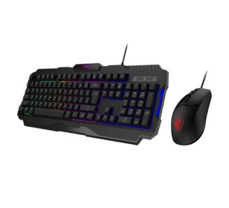 Kit Gamer Teclado y Mouse MSI FORGE GK100 Alámbrico USB Negro Español Membrana RGB