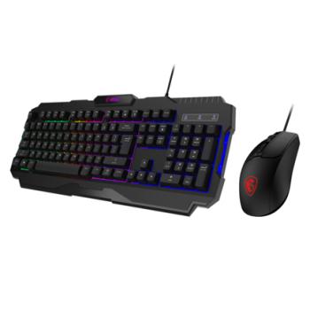 Kit Gamer Teclado y Mouse MSI FORGE GK100 Alámbrico USB Negro Español Membrana RGB