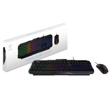 Kit Gamer Teclado y Mouse MSI FORGE GK100 Alámbrico USB Negro Español Membrana RGB