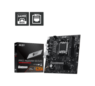 Tarjeta Madre MSI PRO A620AM-B EVO Micro-ATX Socket AM5 AMD A620 128GB DDR5 HDMI para AMD