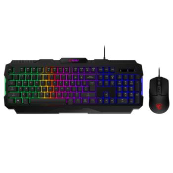 Kit Gamer Teclado y Mouse MSI FORGE GK100 Alámbrico USB Negro Español Membrana RGB