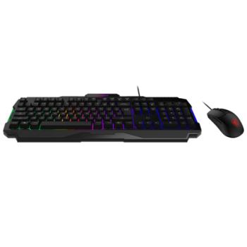 Kit Gamer Teclado y Mouse MSI FORGE GK100 Alámbrico USB Negro Español Membrana RGB