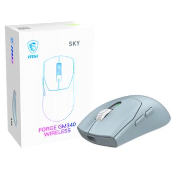 Mouse MSI Forge GM340 W Sky Wireless BT 2.4GHz 12000 DPI 6 Botones Azul