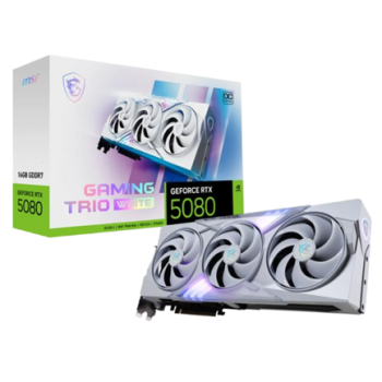 Tarjeta de Video MSI RTX 5080 NVIDIA GeForce GAMING TRIO OC 16GB 256-bit GDDR7 PCI Express x16 5.0 Blanco