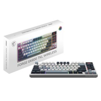 Teclado Gamer MSI Forge GK600 TKL Wireless Sky LED RGB Mecánico Inalámbrico USB/BT Multicolor Inglés