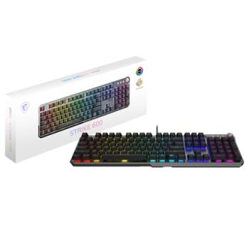 Teclado Gamer MSI STRIKE 600 SILENT LED RGB Mecánico Membrana Alámbrico USB Negro Inglés