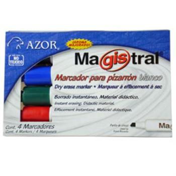 Marcador Magistral Clásico Plástico Pizarrón Blanco Colores Surtidos C/4 Pzas