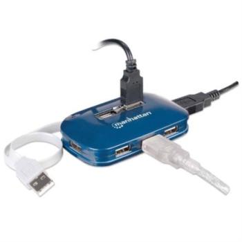 Hub Manhattan USB Alta Velocidad 2.0 Alimentación Dual 7 Puertos Color Azul