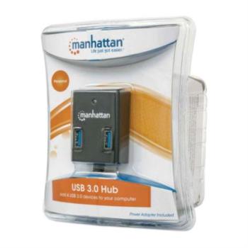 Hub Manhattan USB 3.0 Súper Velocidad 4 Puertos Color Negro
