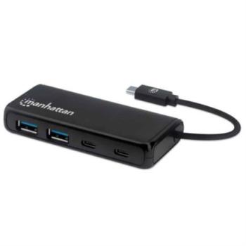 Hub Manhattan USB 3.2 Gen1 4 Puertos Color Negro