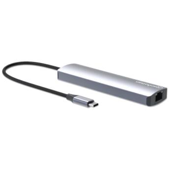 Estacion Docking Manhattan USB-C con lector de tarjetas