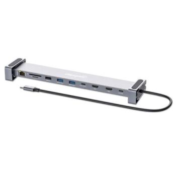 Docking USB-C Manhattan 10 ptos con MST 2xHDMI 3xUSB-A USB-C USB-C PD RJ45 SD-micro SD
