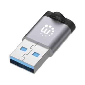 Adaptador Manhattan USB-A a USB-C V3.2 Aluminio Color Negro-Gris Espacial