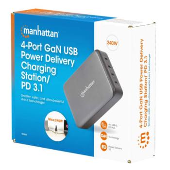 Estación de carga USB-C Manhattan 4 puertos USB-C PD 240W