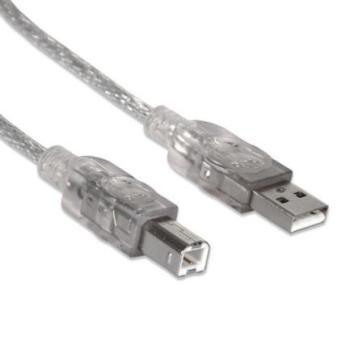 Cable Manhattan USB B Alta Velocidad 2.0 A-B1.8m Color Plata