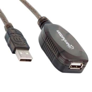 Cable Manhattan USB 2.0 Alta Velocidad Extensión Activa 10m Color Negro