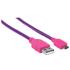 Cable Manhattan Micro-B USB Alta Velocidad 1m Color Rosa-Morado
