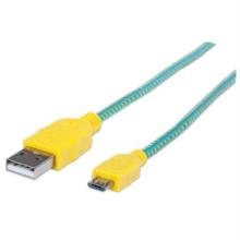 Cable Manhattan Micro-B USB Alta Velocidad 1m Color Turquesa-Amarillo