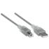Cable Manhattan USB A-B 2.0 Alta Velocidad 4.5m Color Plata