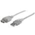 Cable Manhattan Extensión USB-A 2.0 Alta Velocidad 3m Color Plata