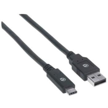 Cable Manhattan USB A-C 3.1 Súper Velocidad 2m Color Negro