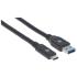 Cable Manhattan USB A-C 3.1 Súper Velocidad 3m Color Negro