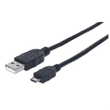 Cable Manhattan USB-A Micro USB-B 2.0 Alta Velocidad 0.5m Color Negro