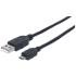 Cable Manhattan USB-A Micro USB-B 2.0 Alta Velocidad 3m Color Negro