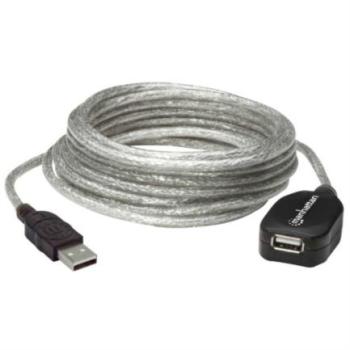 Cable Manhattan Extensión Activa USB-A 2.0 Alta Velocidad 5m Color Plata