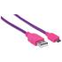Cable Manhattan USB Micro-B Alta Velocidad con Recubrimiento Textil 1.8m Color Rosa-Morado