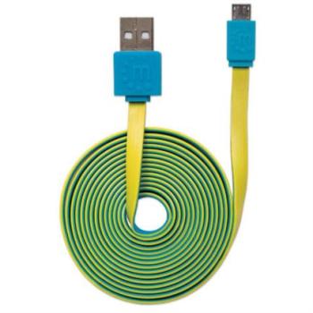 Cable Manhattan Plano Alta Velocidad Micro-B USB 1m Color Azul-Amarillo
