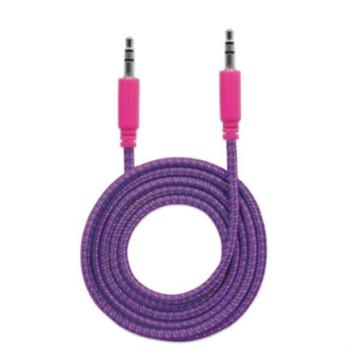 Cable Manhattan Audio Estéreo con Recubrimiento Textil 3.5mm 1m Color Rosa-Morado