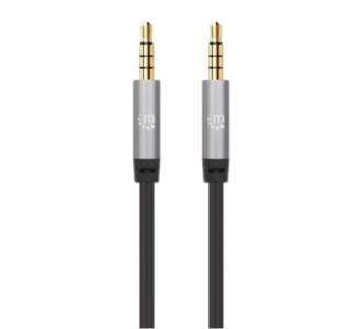 Cable Manhattan Auxiliar Audio Estéreo 3.5mm 5m Color Negro-Plata