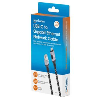 Cable USB-C Manhattan V3.2 a RJ45 2M 5 Gbps Cat6 1 Gbps