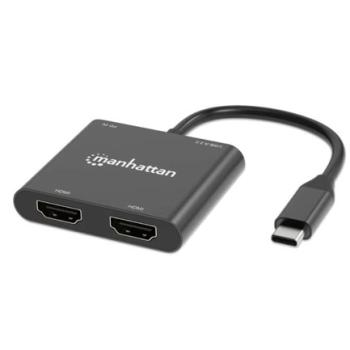 Convertidor USB-C Manhattan a HDMI 2 puertos 4K - MST