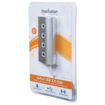 Hub Manhattan USB 3.0 Superspeed 4 Puertos Color Aluminio