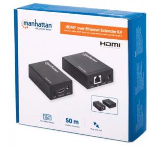 Extensor Manhattan Video HDMI sobre Ethernet Vía Cat 6 1080p 50m Color Negro