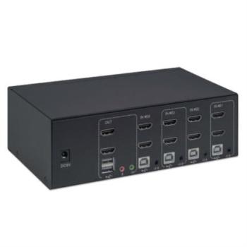 Switch Manhattan MUX KVM HMDI Doble Monitor Resolución Hasta 4K Incluye Cables HDMI/USB-B/Audio a USB-A 1.8m