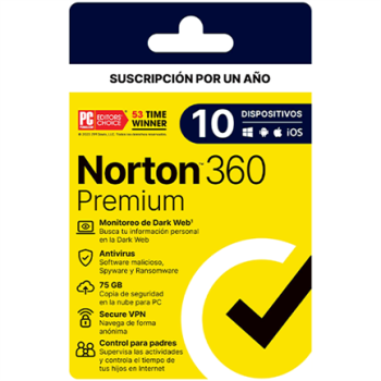 Licencia Antivirus Norton 360 Premium 1 Año 10 Dispositivos 21443392