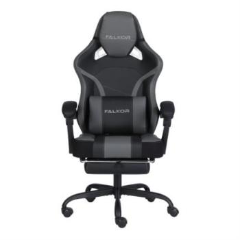 Silla Gamer Nextep Ergonomica Falkor Masaje Lumbar y Reposa Pies Color Gris/Negro