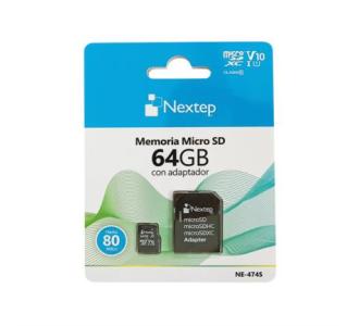 Memoria Micro SD Nextep 64GB Clase 10 UHS U1 c/Adaptador